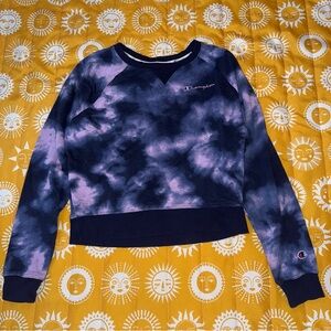 Champion Kid’s Tie-Dye Crew Neck Sweater - Purple and Black